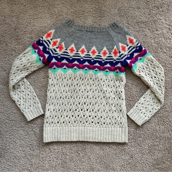 American Eagle Outfitters Retro Boho Tribal Fair Isle Knit Sweater Medium - Picture 3 of 9
